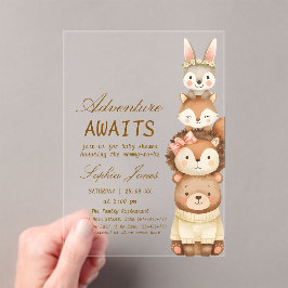 Cute Neutral Forest Animals Baby Shower Invitation Acryleinladungen