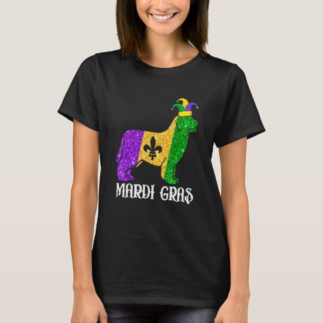 Cute Newfoundland Dog Lover Mardi Gras Party Jeste T-Shirt (Vorderseite)