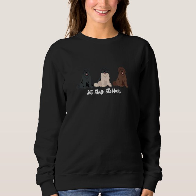 Cute Newfoundland Dogs Sit Stay Slobber Sweatshirt (Vorderseite)