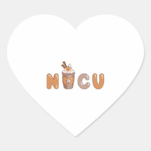Cute NICU Coffee Halloween Design Herz-Aufkleber
