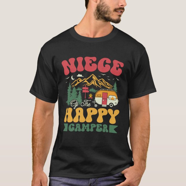 Cute Niece Of The Happy Camper Groovy Camping Trip T-Shirt (Vorderseite)