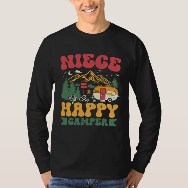 Cute Niece Of The Happy Camper Groovy Camping Trip T-Shirt (Vorderseite)