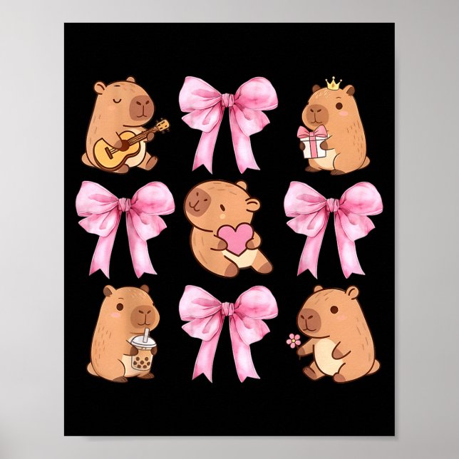 Cute Nk Coquette Bow Kawaii Capybara Lover  Poster (Vorne)