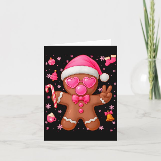 Cute Nk Gingerbread Bubble Gum Christmas Xmas Girl Karte (Vorderseite)