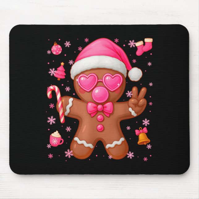 Cute Nk Gingerbread Bubble Gum Christmas Xmas Girl Mousepad (Vorne)