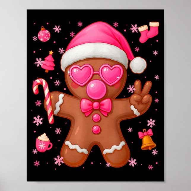 Cute Nk Gingerbread Bubble Gum Christmas Xmas Girl Poster (Vorne)