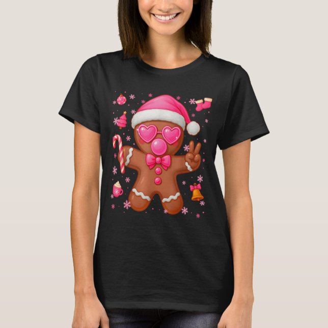 Cute Nk Gingerbread Bubble Gum Christmas Xmas Girl T-Shirt (Vorderseite)