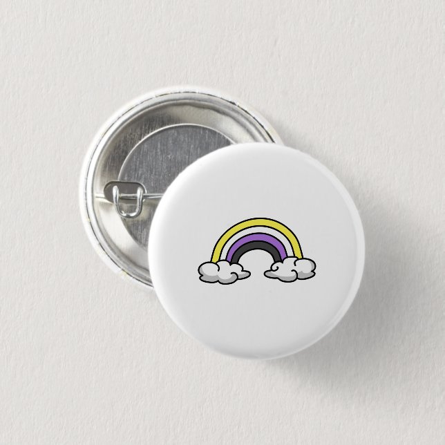 Cute Nonbinary Rainbow Button (Vorne & Hinten)