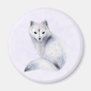 Cute Nordic Fox with Floral Markings Magnet