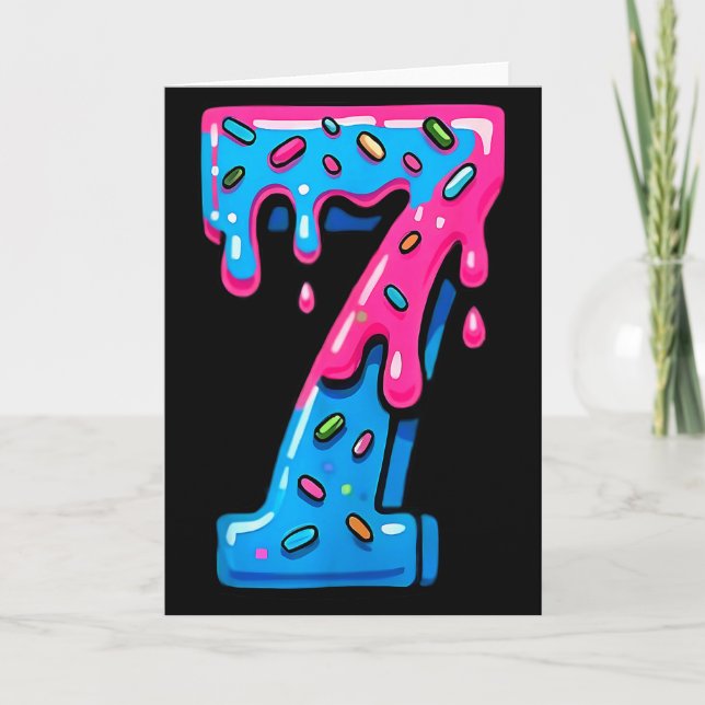 Cute Number 7 Ice Cream Drip 67 Meme Costume Coupl Karte (Vorderseite)