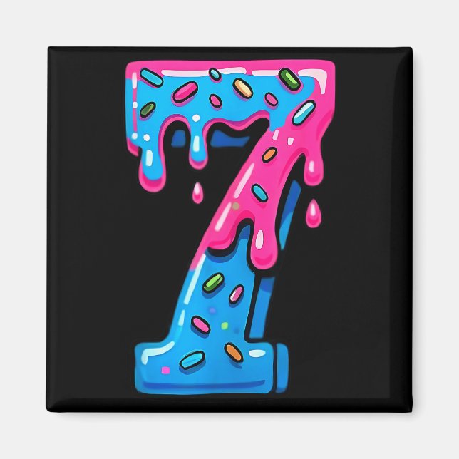 Cute Number 7 Ice Cream Drip 67 Meme Costume Coupl Magnet (Vorne)