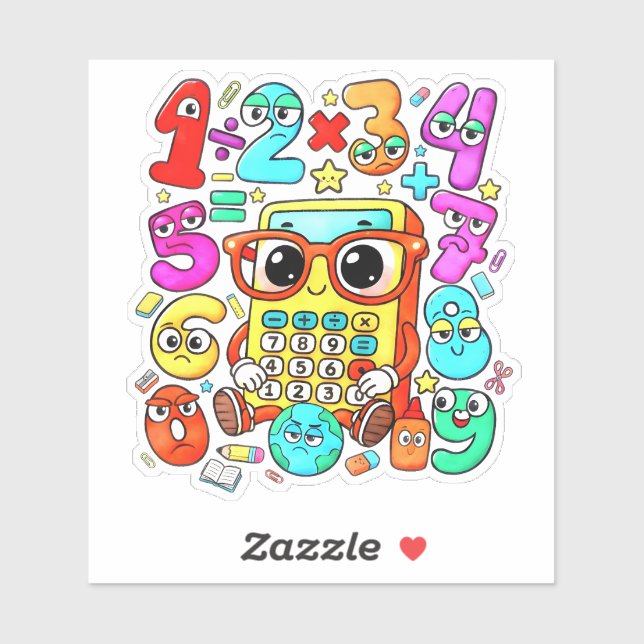 Cute Numbers Math Sticker for Kids School (Blatt)