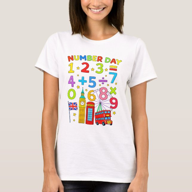 Cute Numbers Maths Learning Cartoon Tee For KidsUK (Vorderseite)
