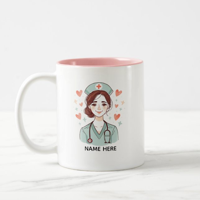 Cute Nurse Coffee Mug Gift Zweifarbige Tasse (Links)