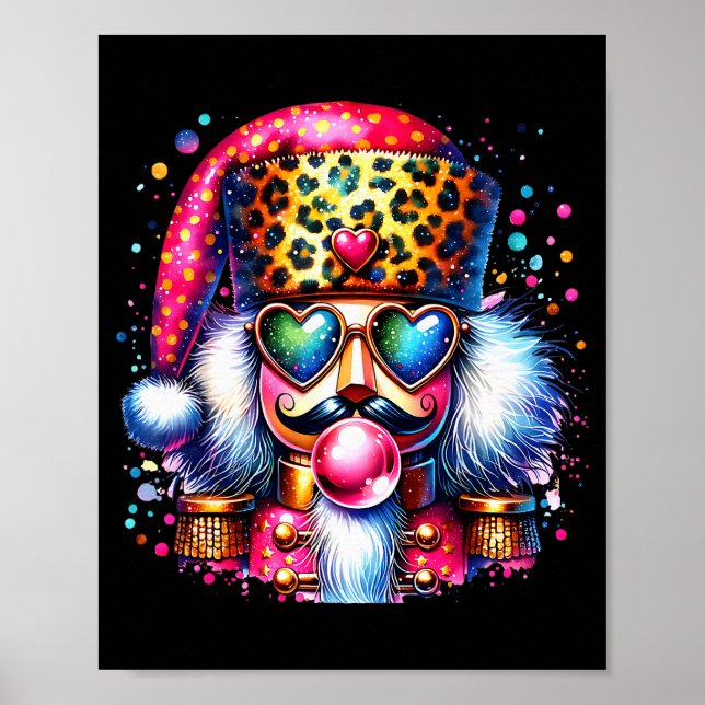 Cute Nutcracker Blowing Bubble Gum Nk Christmas Pa Poster (Vorne)
