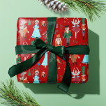 Cute Nutcracker Red Christmas Holiday Geschenkpapier<br><div class="desc">Cute festive Nutcracker ballet kids children for a traditional classic Christmas theme featuring handpainted characters as mouse king,  Clara,  soldier and ballerina pattern all-over print. Original artwork by Caroline Bonne Müller.</div>