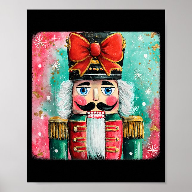 Cute Nutcracker Xmas Bows Christmas Pjs Girl Women Poster (Vorne)