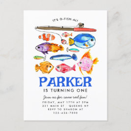 Cute O-Fish-al Reel Fun Gone Fish Fishing Birthday Postkarte