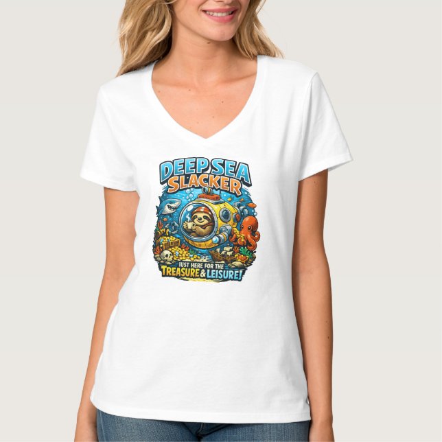 Cute Ocean Adventure Humor, Funny Sloth Diving art T-Shirt (Vorderseite)