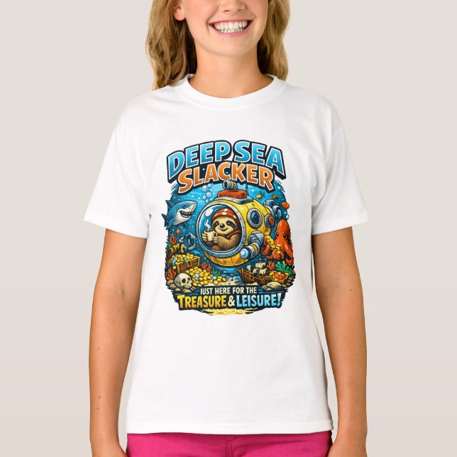 Cute Ocean Adventure Humor, Funny Sloth Diving art T-Shirt (Vorderseite)