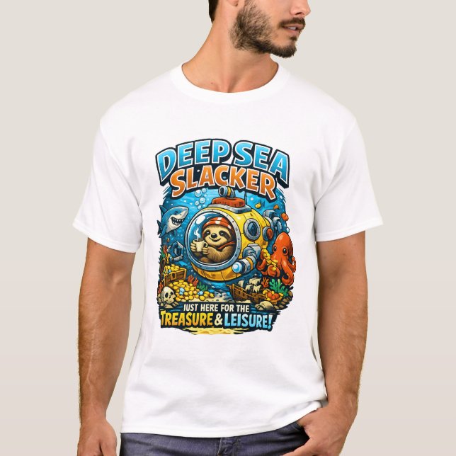 Cute Ocean Adventure Humor, Funny Sloth Diving art T-Shirt (Vorderseite)
