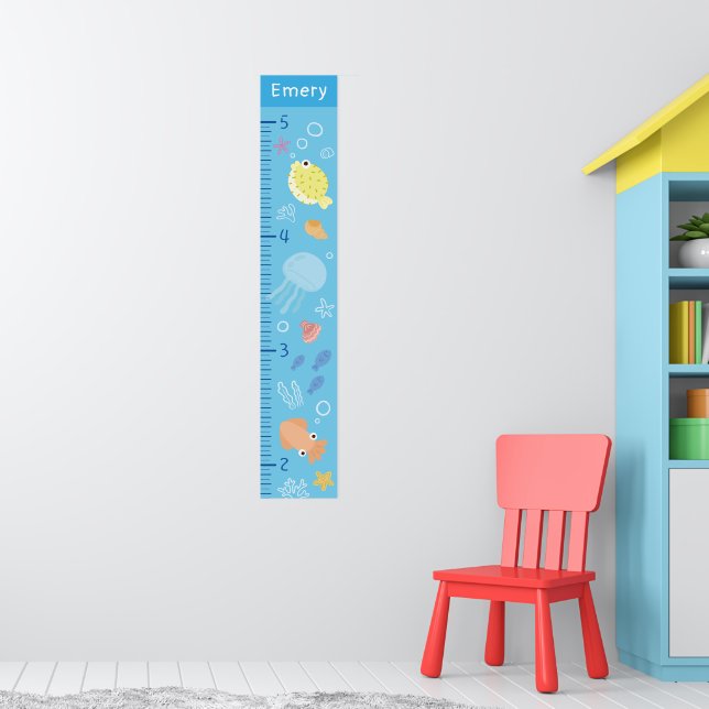 Cute Ocean Animals Growth Chart Poster (Kinderzimmer 1)