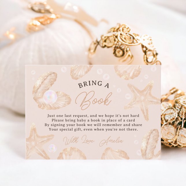 Cute ocean little pearl baby shower bring a book begleitkarte (Cute ocean little pearl baby shower bring a book enclosure card)