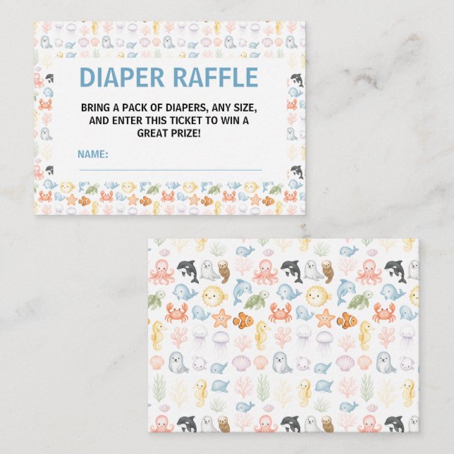 Cute Ocean Under the Sea Animal Baby Shower Begleitkarte (Vorne/Hinten)