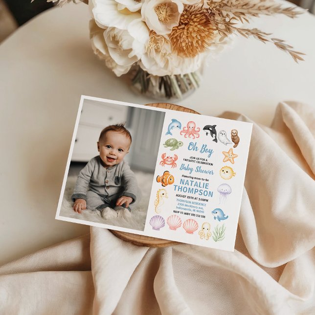 Cute Ocean Under the Sea Animal Baby Shower Einladung (Cute Ocean Under the Sea Animal Baby Shower Invitation)