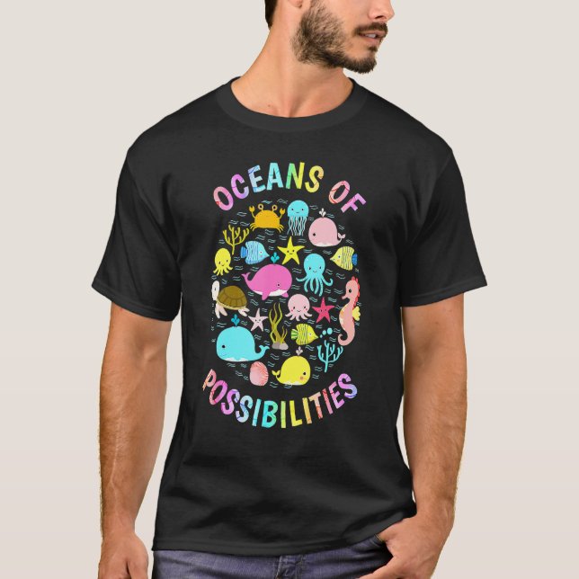 Cute Oceans Of Possibilities Summer Reading Sea Cr T-Shirt (Vorderseite)
