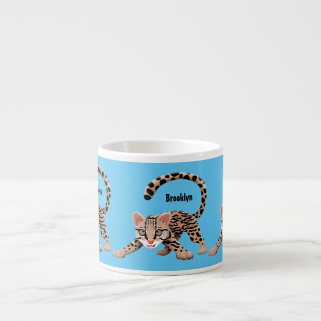 Cute ocelot cartoon illustration espressotasse (Vorderseite)