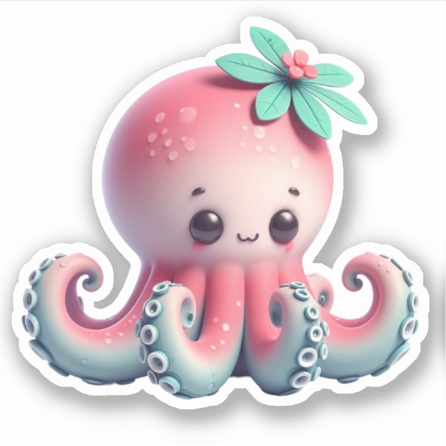 Cute Octopus Custom-Cut Vinyl Stickers Aufkleber (Vorderseite)