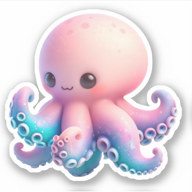 Cute Octopus Custom-Cut Vinyl Stickers Aufkleber (Vorderseite)