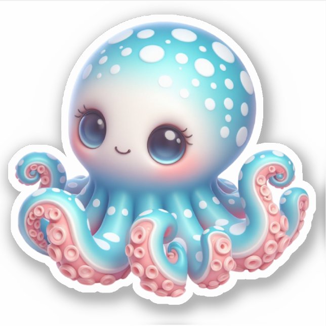 Cute Octopus Custom-Cut Vinyl Stickers Aufkleber (Vorderseite)