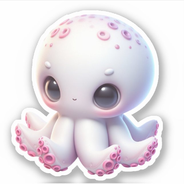 Cute Octopus Custom-Cut Vinyl Stickers Aufkleber (Vorderseite)