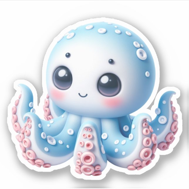 Cute Octopus Custom-Cut Vinyl Stickers Aufkleber (Vorderseite)