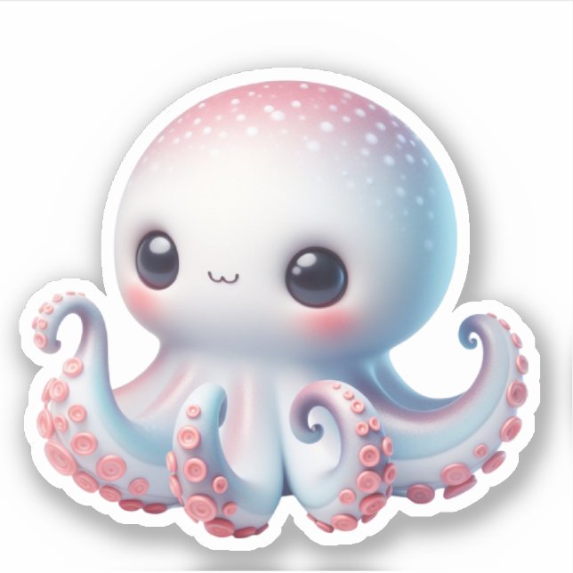 Cute Octopus Custom-Cut Vinyl Stickers Aufkleber (Vorderseite)