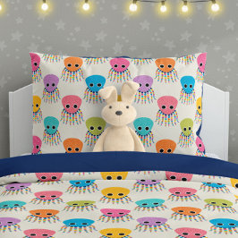 Cute Octopus Pattern on Cream Kissenbezug