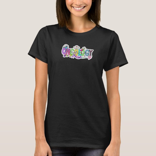 Cute Oncology Nurse Leopard Alphabet Hand Drawn Il T-Shirt (Vorderseite)