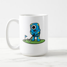 Cute One-Eyed Pink Monster Playing Golf Cartoon Kaffeetasse