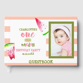 Cute One in a Melon Happy 1st Birthday Watercolor Gästebuch