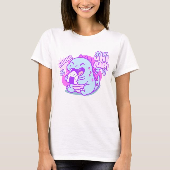 Cute Onigiri Dinosaur T-Shirt (Vorderseite)