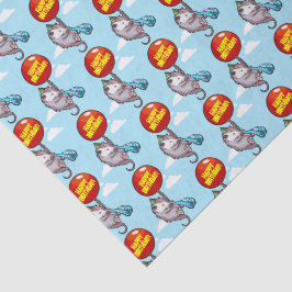 Cute Opossum Happy Birthday! Add Your Text Balloon Seidenpapier