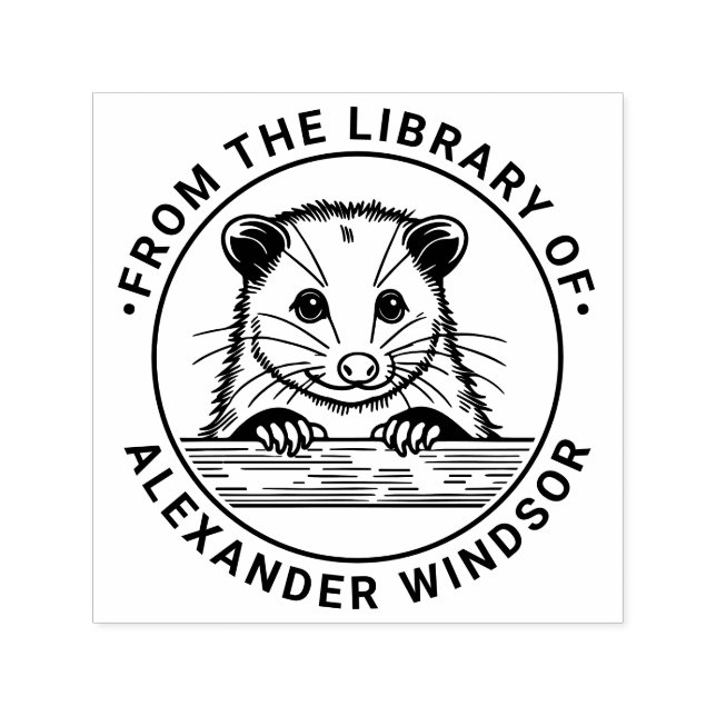 Cute Opossum Head #3 Library Book Name Permastempel (Design)