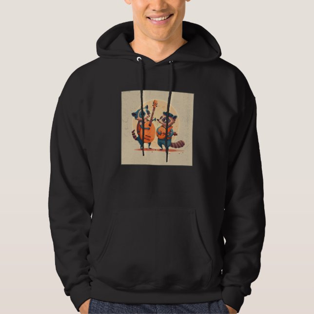 Cute Opposum Racoon Illustration Friends Instrumen Hoodie (Vorderseite)