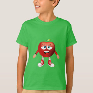 Cute Optimistic Red Apple Cartoon Shirt for Kids