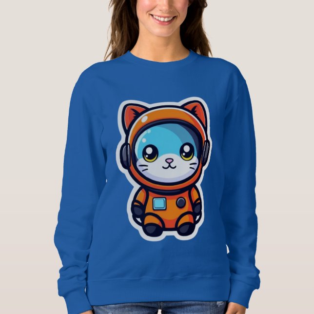 Cute Orange Astronaut Cat Kawaii Space Kitty Sweatshirt (Vorderseite)