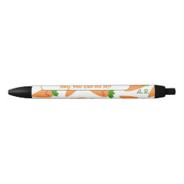 Cute Orange Carrots Green Monogram Initials Pen Kugelschreiber