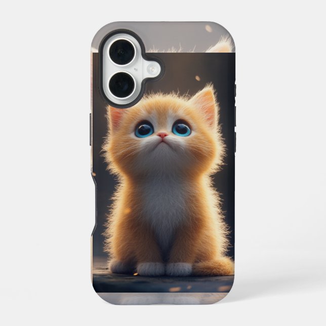 Cute Orange Cat iPhone 16 Hülle (Rückseite)