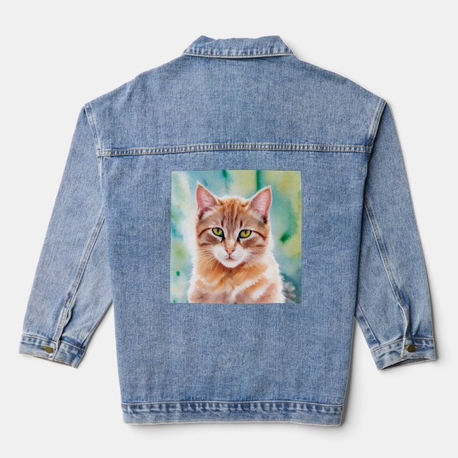 Cute Orange Cat Jeansjacke (Rückseite)